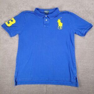Polo Ralph Lauren Large Pony Rugby Kids Polo Shirt Blue Flaw XL 18-20‎